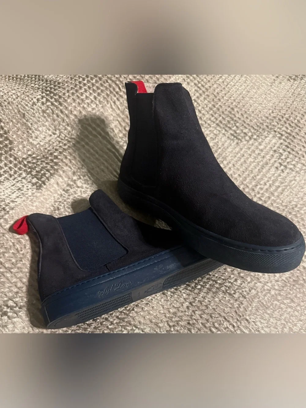 Del Toro Men’s Navy Suede Chelsea Sneaker Size 9 Made in Italy Margom